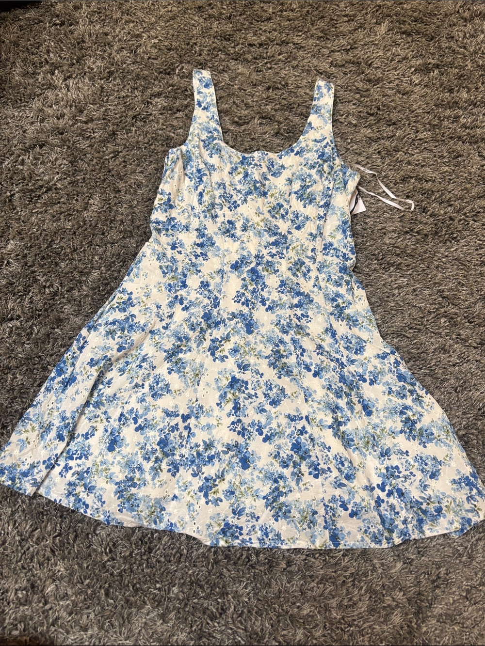 T.J.Maxx White Floral Sundress with Blue Print